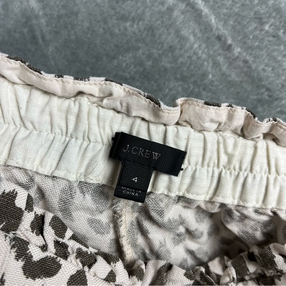 J Crew Leopard Print Linen Blend Plants 4 Stretchy Waist Jaguar Animal Preppy - Picture 11 of 14